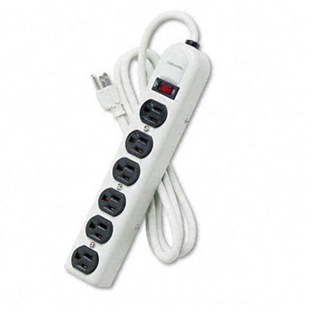 FELLOWES Fellowes 99027 Six-Outlet Power Strip  120V  6ft Cord  12-1/4 x 2-1/2 x 1-3/8  Platinum 99027